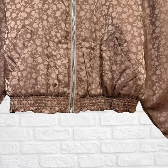 NWT Free People Floral Bomber Jacket XS Pink Cropped Puffer Boho Winter Gift - Picture 7 of 12